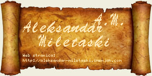 Aleksandar Miletaški vizit kartica